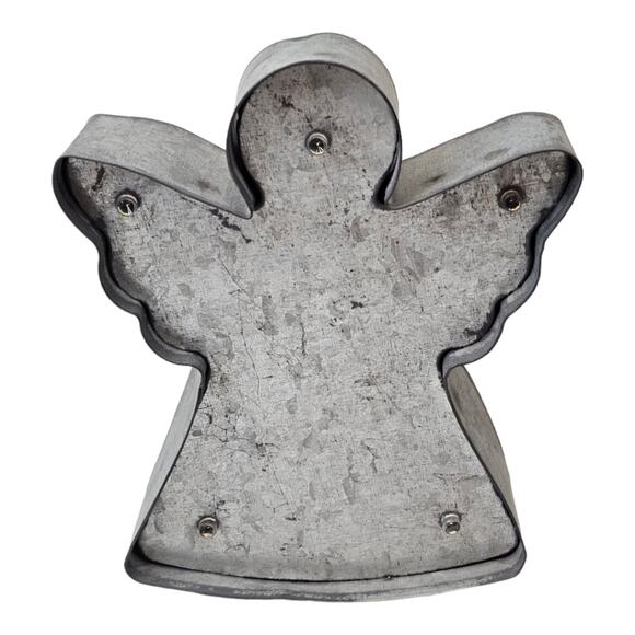 Battery Operated Galvanized Steel Lighted Angel 6" High - Picture 2 of 11